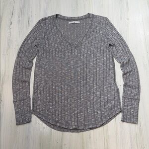 Abercrombie & Fitch Heather Gray Ribbed Long Sleeve Top